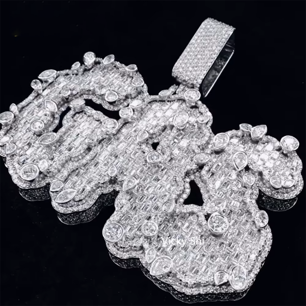 Luxury 925 Sterling Silver Iced Out Letter Moissanite Pendant Men Hip Hop Charms Custom Name Pendant
