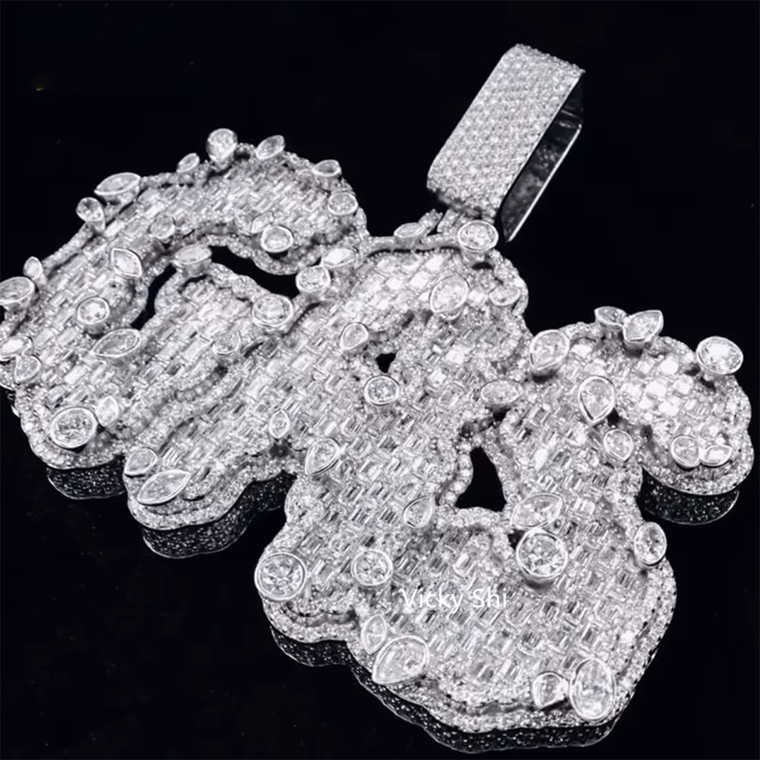 Luxury 925 Sterling Silver Iced Out Letter Moissanite Pendant Men Hip Hop Charms Custom Name Pendant Gubanlink