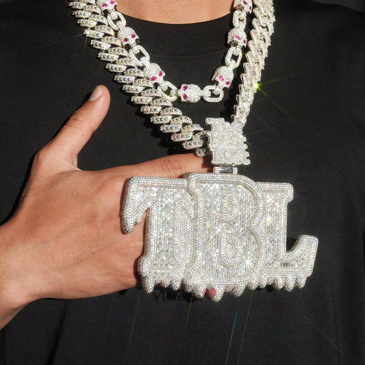 Hip Hop Jewelry Mens Iced Out Custom Letter Pendant 925 Sterling Silver VVS Moissanite Diamond Number Name Initial Logo Pendant