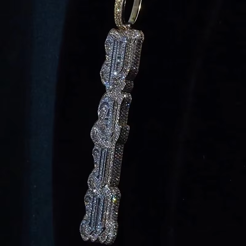 925 sterling silver VVS moissanite diamond alphabet pendant