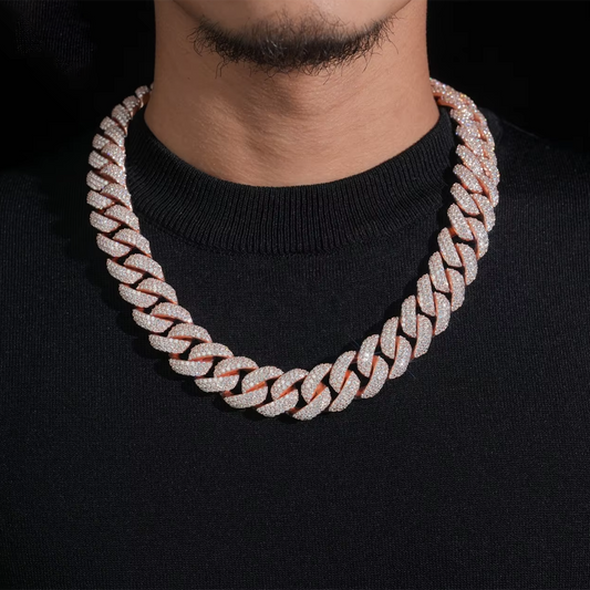 Diamond Cuban Link Chain Iced Out VVS Moissanite Diamond Sterling Silver 925 Hip Hop Miami Cuban Link Chain Necklace