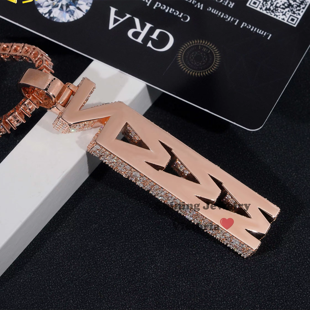 3D jewelry 925 full ice crystal moissanite letter name pendant Gubanlink