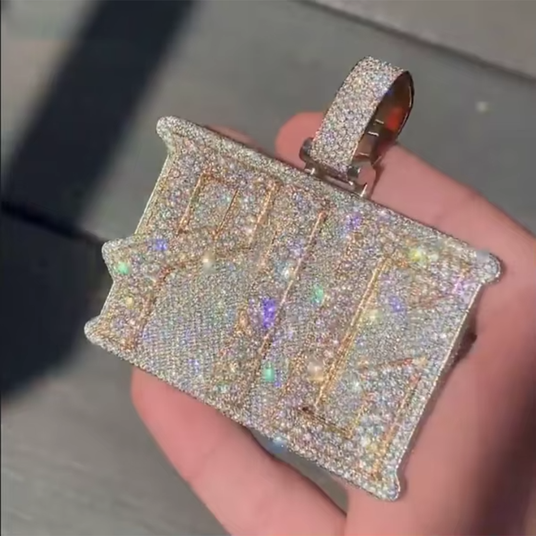 Bling Sparkle Name Letter Necklace Pendant Custom Iced Out Personal Design VVS Moissanite Pendant Hip Hop Jewelry Gubanlink