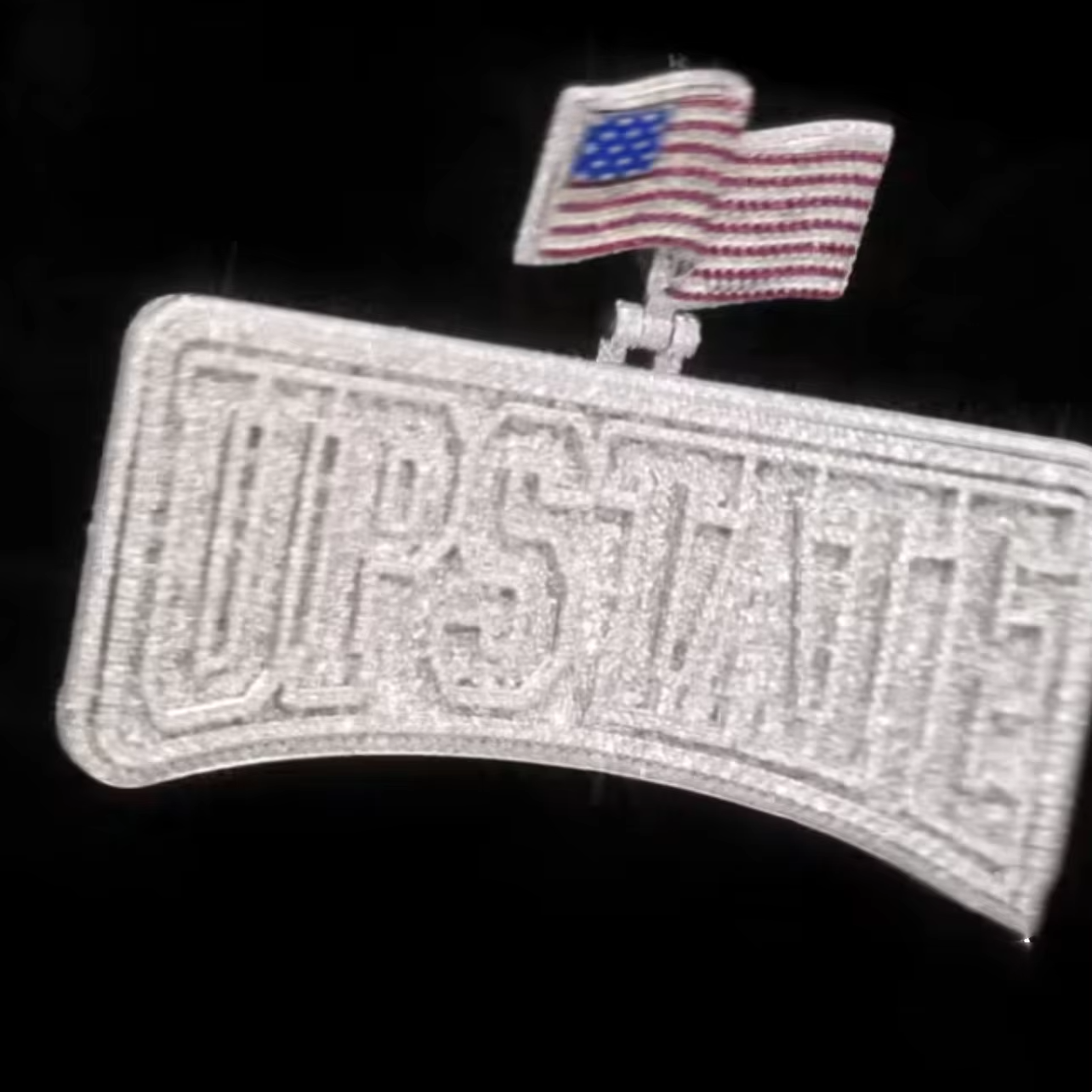 Customized Ice Crystal 925 Sterling Silver Necklace VVS Moissanite Name Horizontal Pendant with Flag Clasp Gubanlink