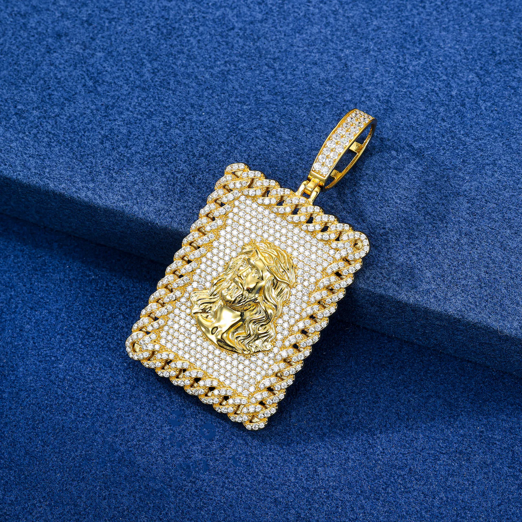 Icy Moissanite Jesus Pendant (Sterling Silver)