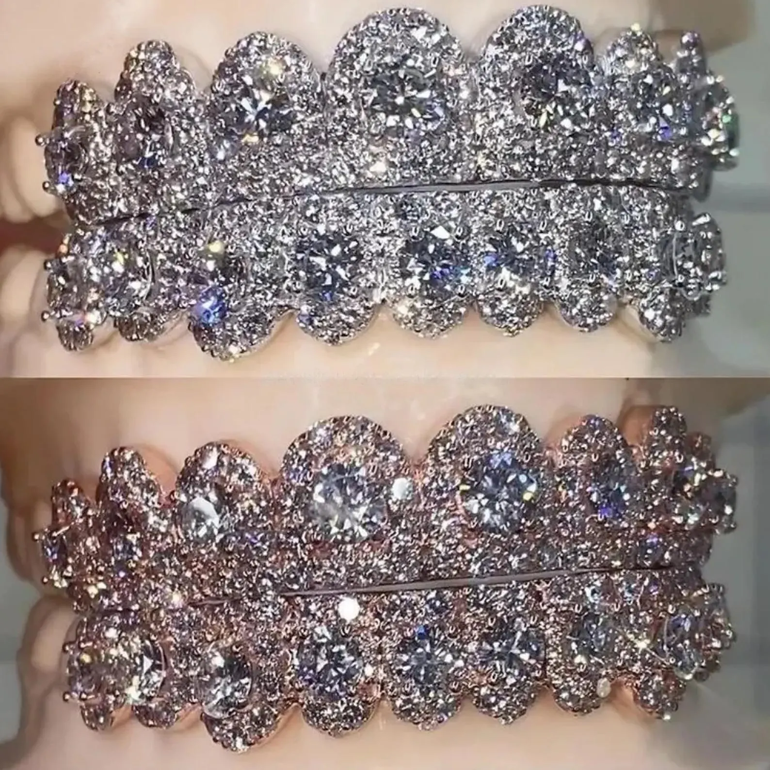 Custom Honeycomb Braces S925 Sterling Silver VVS Moissanite Grillz
