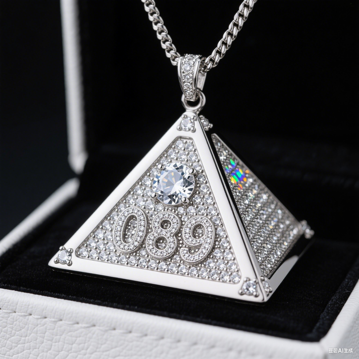 Custom silver moissanite "089 and DT" letter pendant Gubanlink