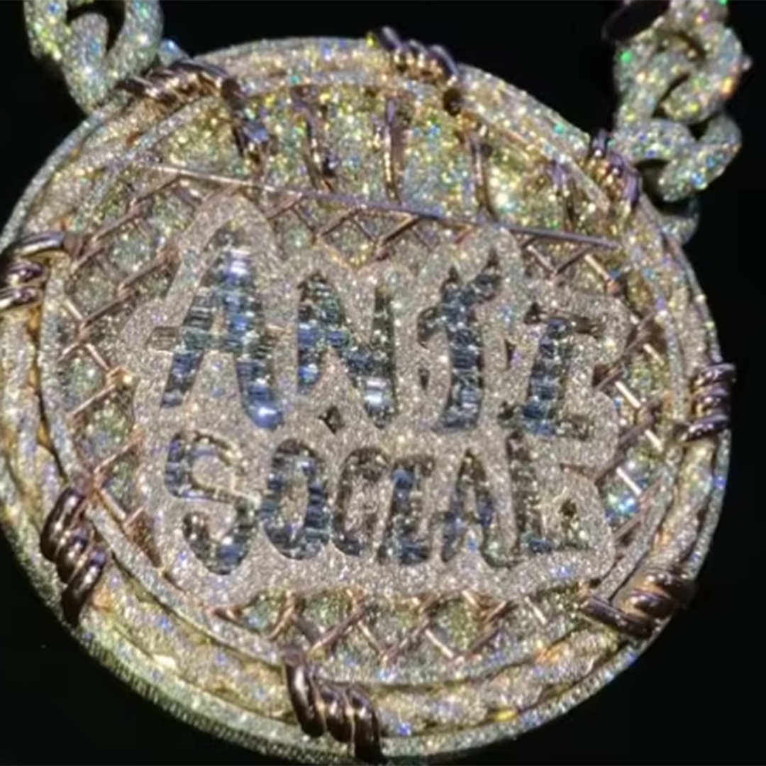 Custom Circle Letter Pendant VVS Moissanite 925 Silver 18K Gold Plated Hip Hop Letters Pendant