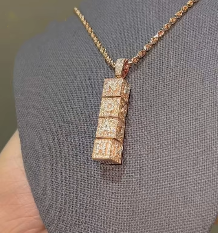 Custom 925 Sterling Silver Fully Iced VVS Moissanite Rapper Pendant Gubanlink