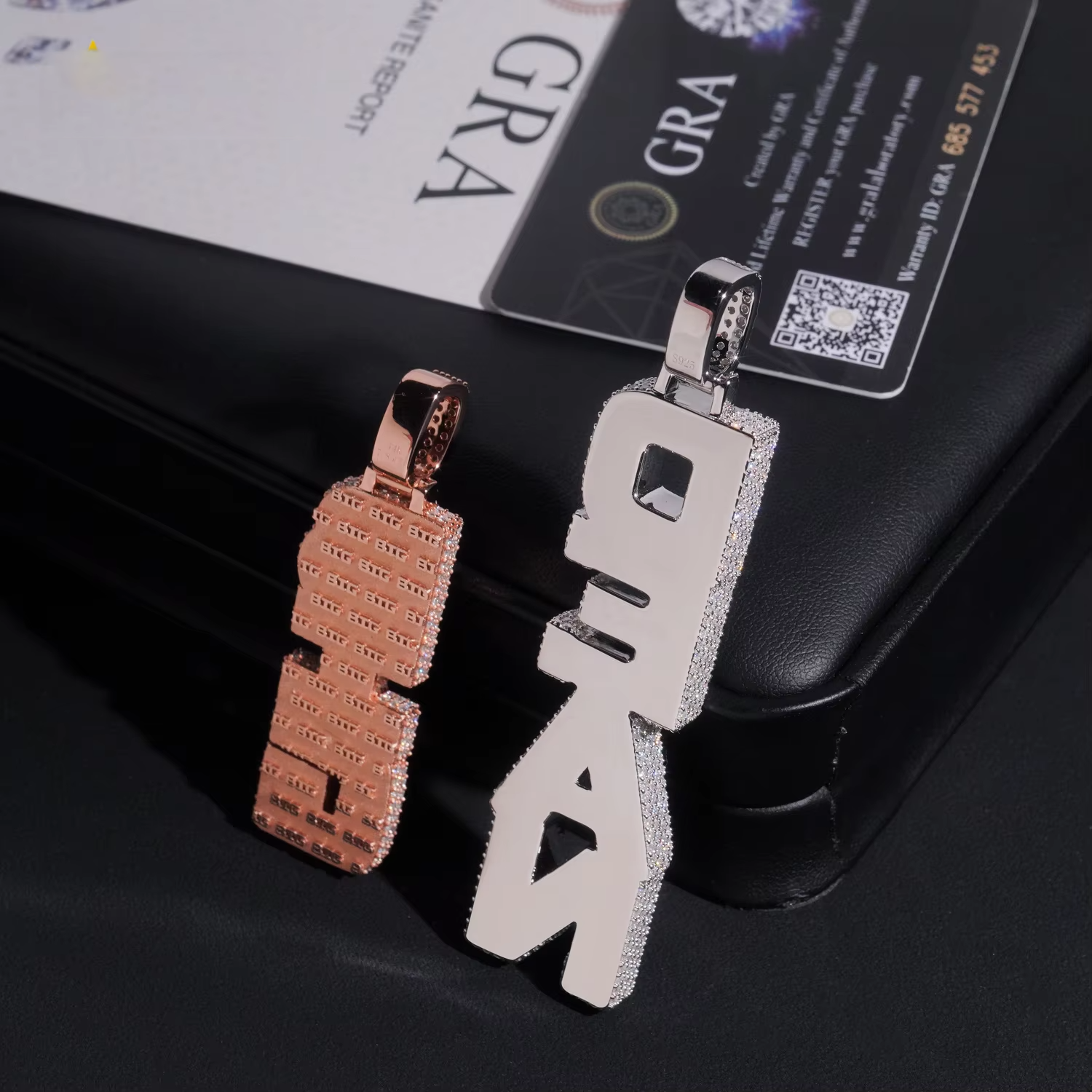 Custom Silver Fully Iced VVS Moissanite Rapper Letter Pendant Gubanlink