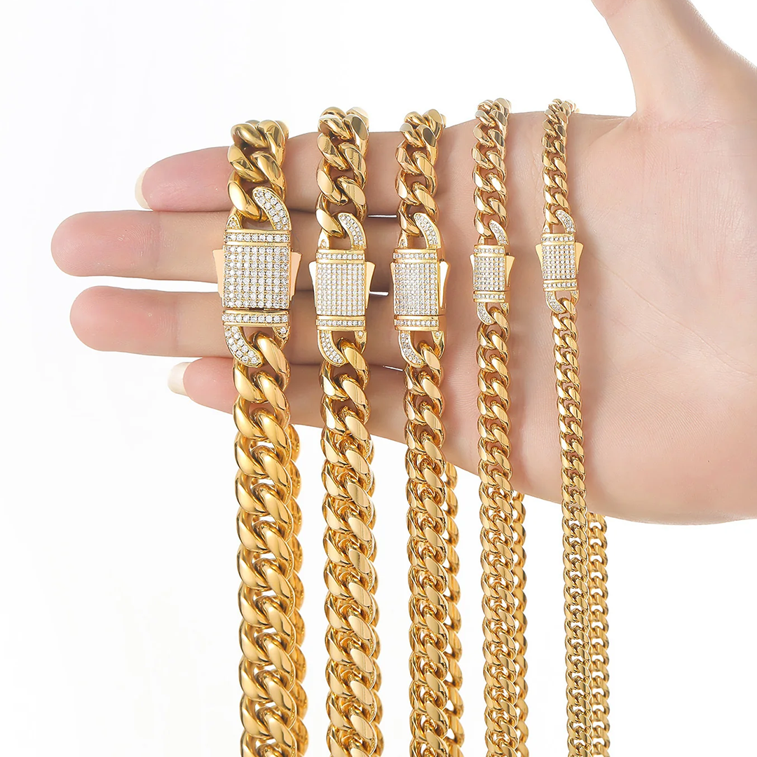 8/10/12MM925S Moissanite Iced Out Clasp Miami Cuban Link Chain gubanlink