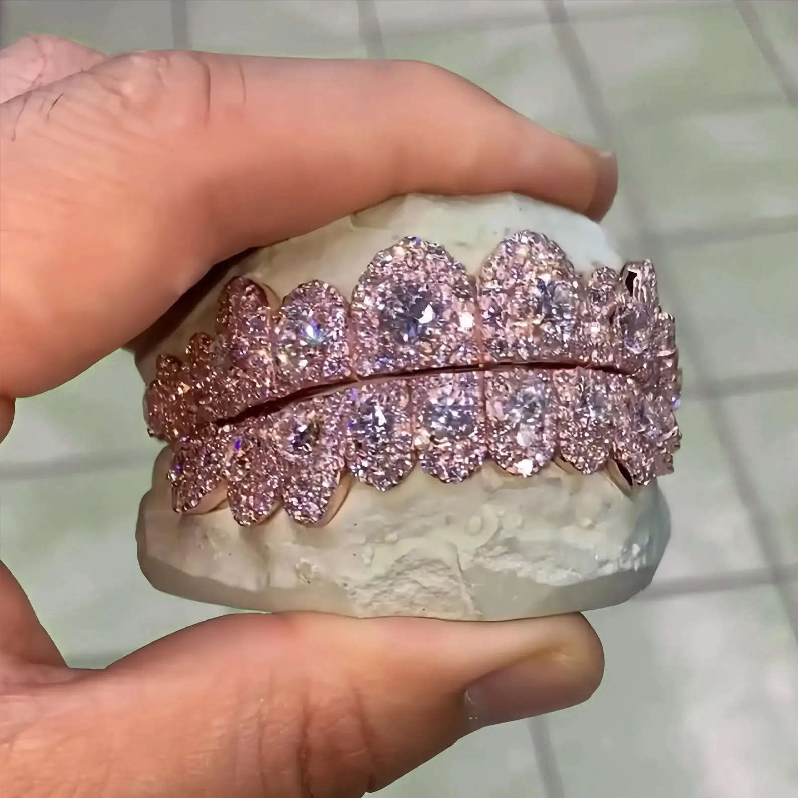 Custom Honeycomb Braces S925 Sterling Silver VVS Moissanite Grillz