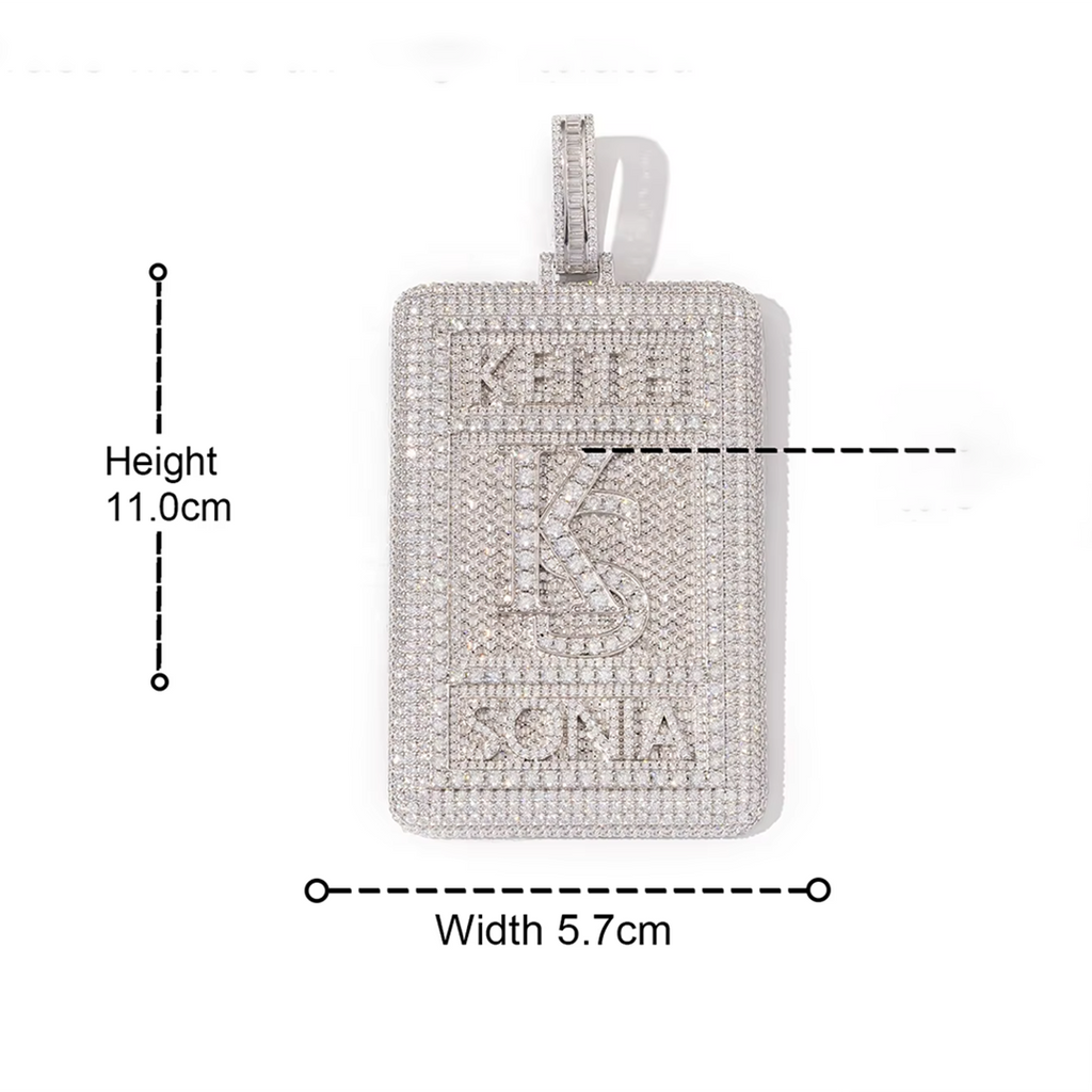 Custom Silver Moissanite 3D Large Square Letter Pendant