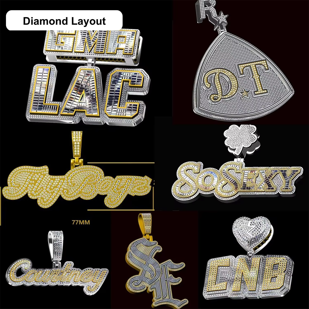 Custom VVS D Moissanite Name Necklace Gubanlink