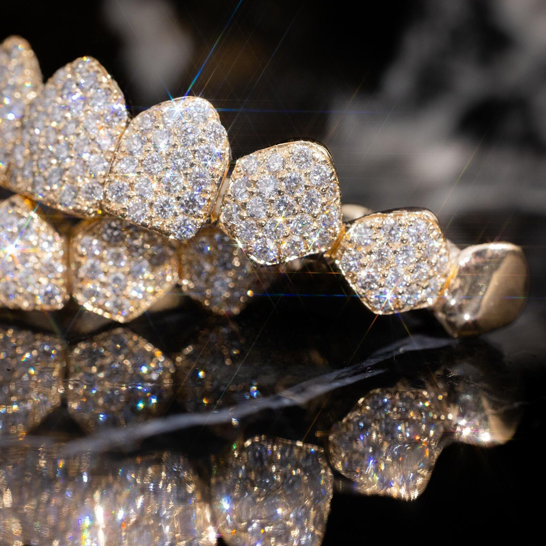 Honeycomb Moissanite 925 Silver GRILLZ