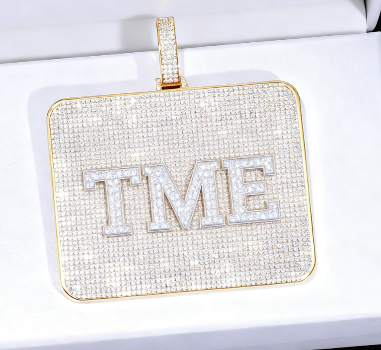 silver moissanite Custom Letter pendant（deposit） Gubanlink