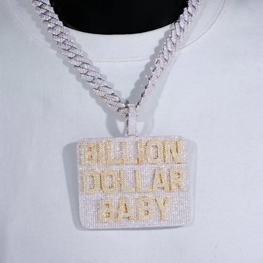 Custom Silver Moissanite 3D Large Square Letter Pendant