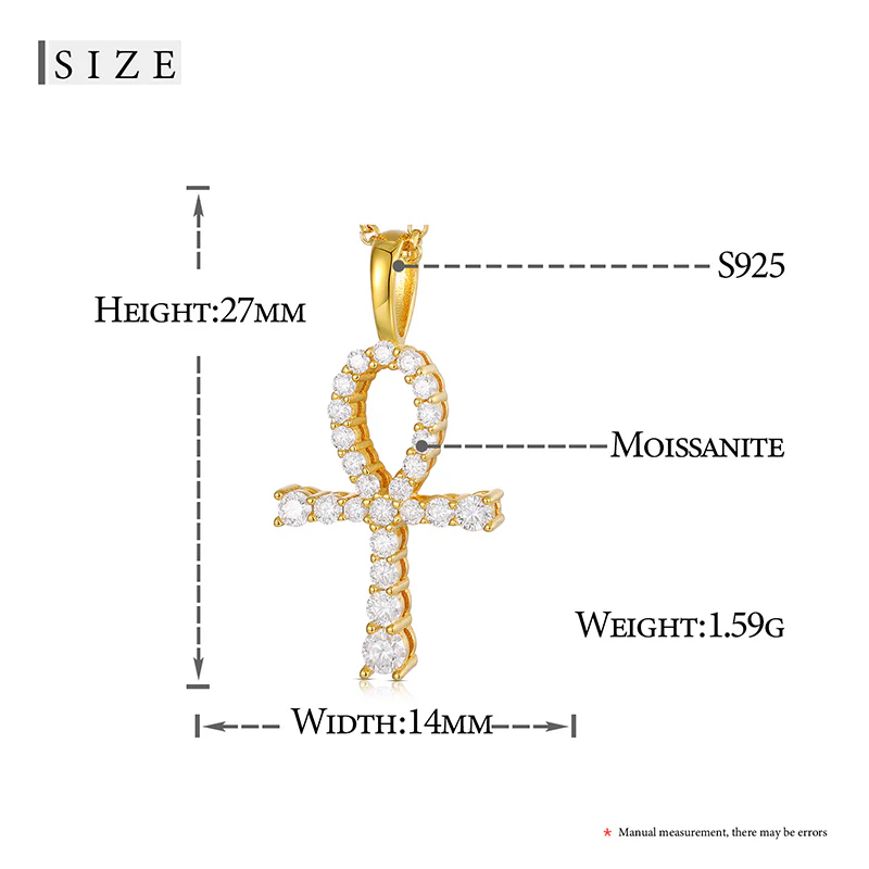 Moissanite and Diamond Micro Cross Pendant Necklace (Sterling Silver)
