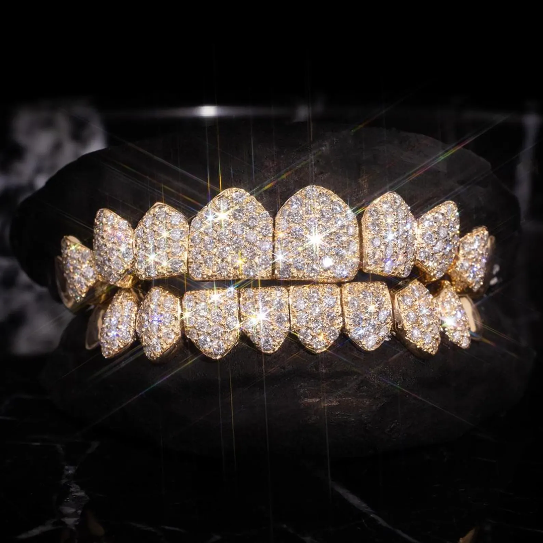 Honeycomb Moissanite 925 Silver GRILLZ（deposit） Gubanlink