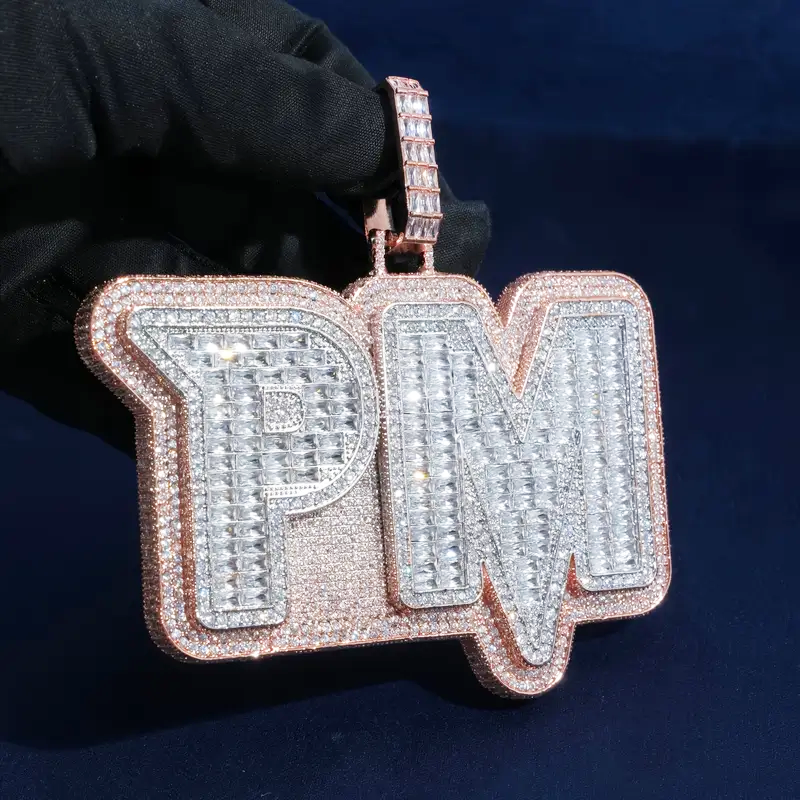 Customized Copper Inlaid Zircon Digital Letter Pendant Gubanlink