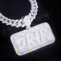 Custom Silver Moissanite Alphabet Necklace 3D Colorful Squares Thegoldlinks