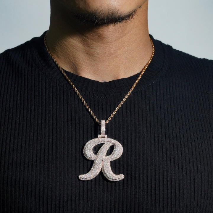 Custom Letter R Moissanite Pendant