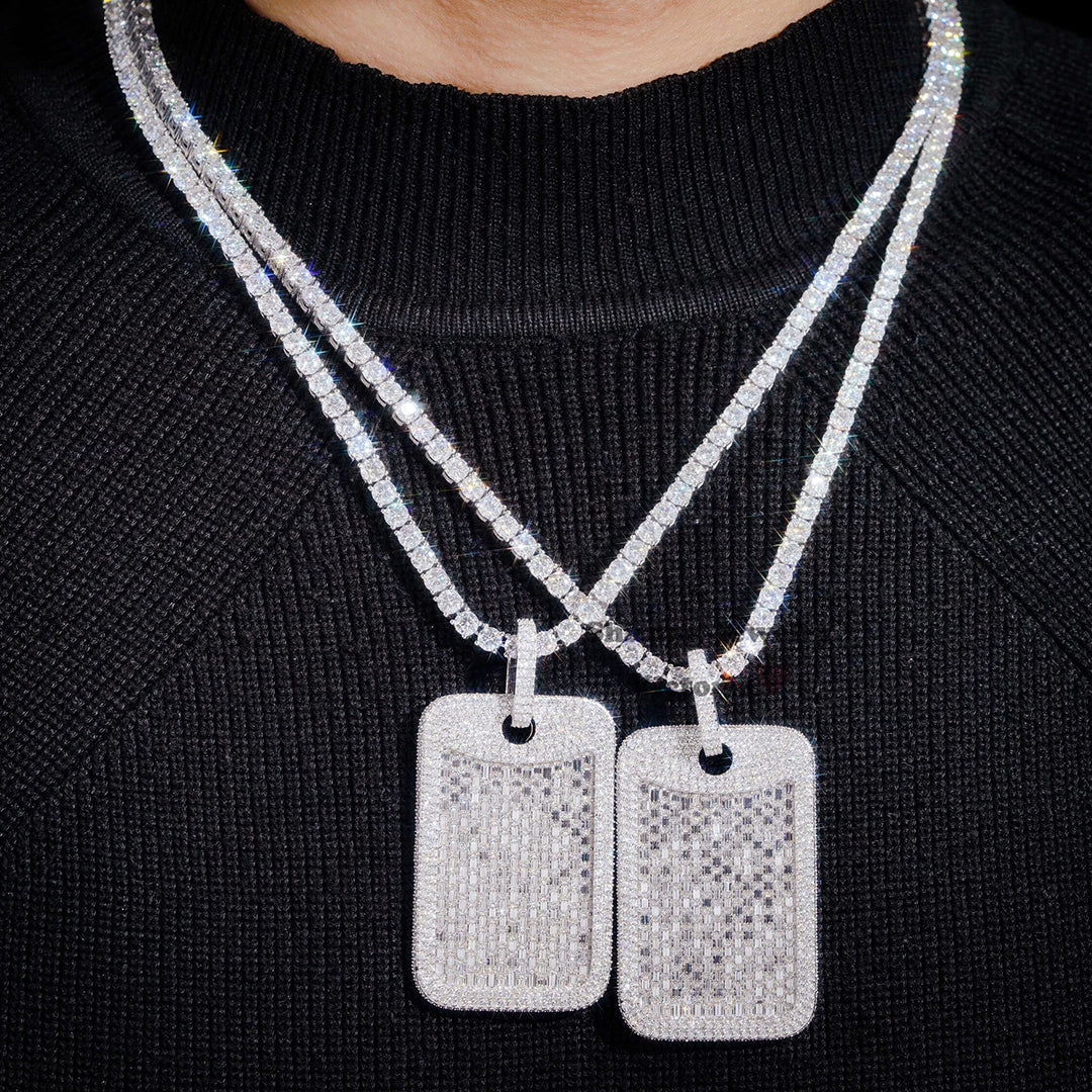 S925 Sterling Silver Moissanite Square Pendant