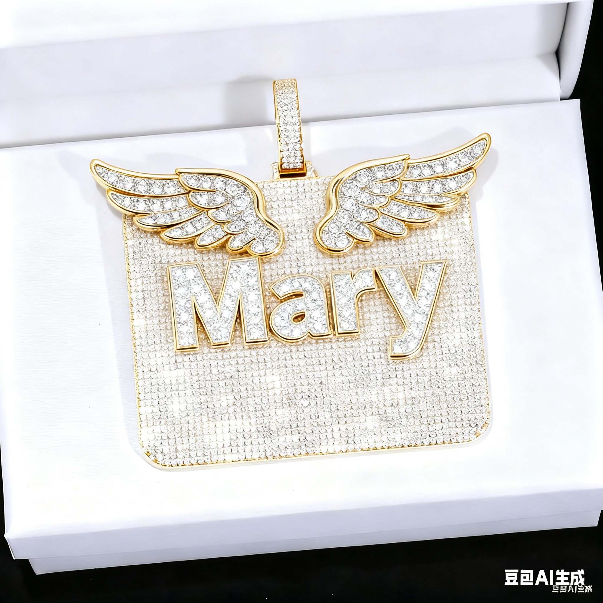 Custom silver moissanite wing letter pendant Gubanlink
