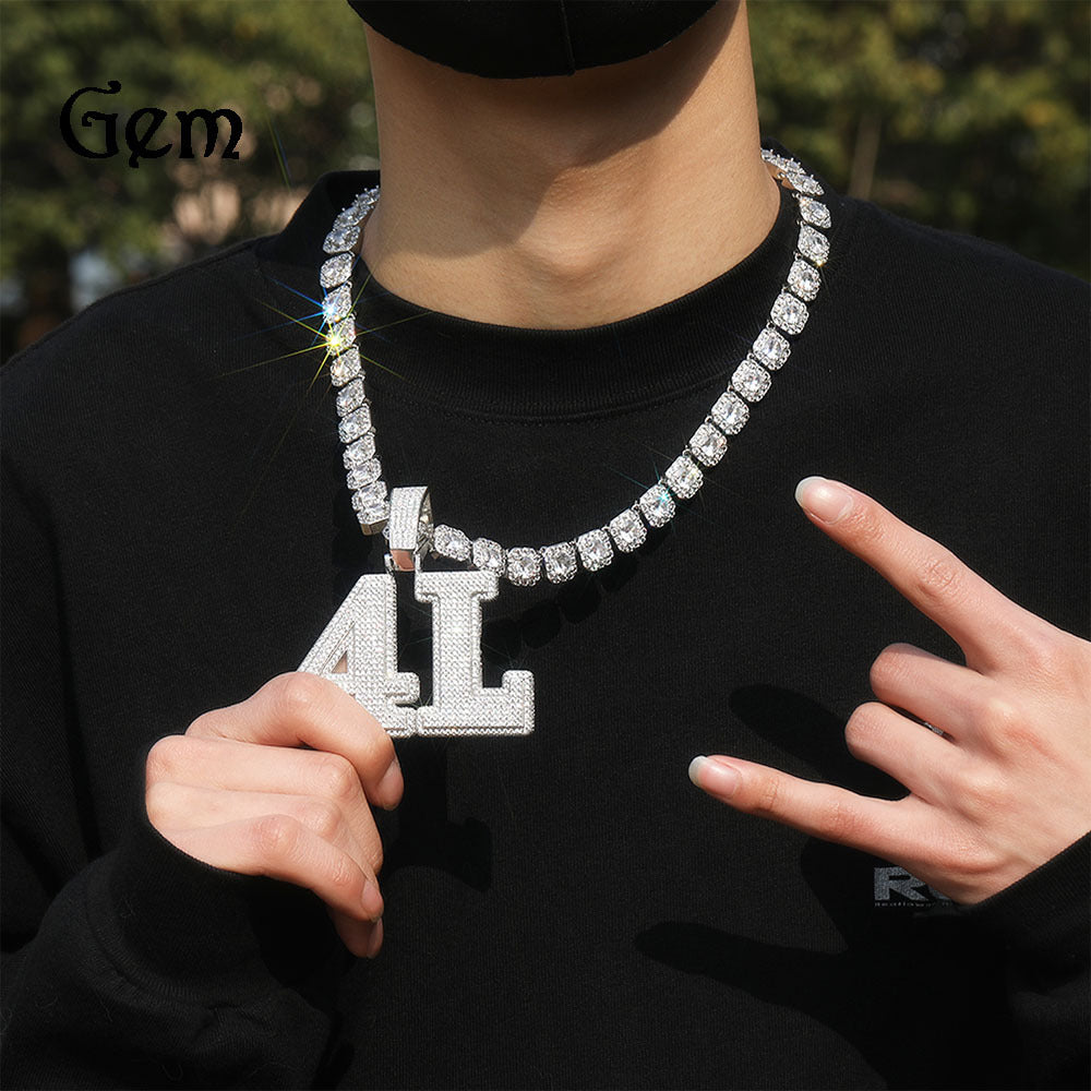 Customized Digital and Alphabet Zircon Pendant