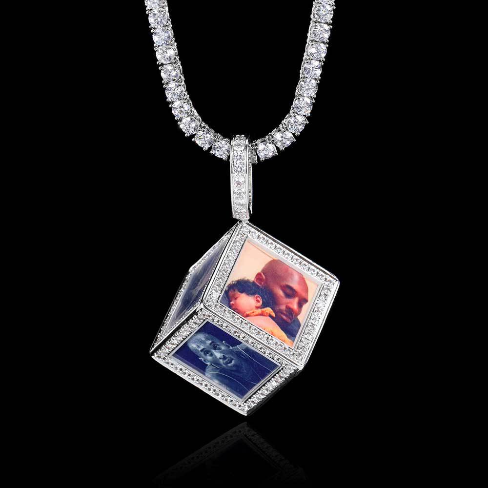 Cube memory photo pendant zircon DIY