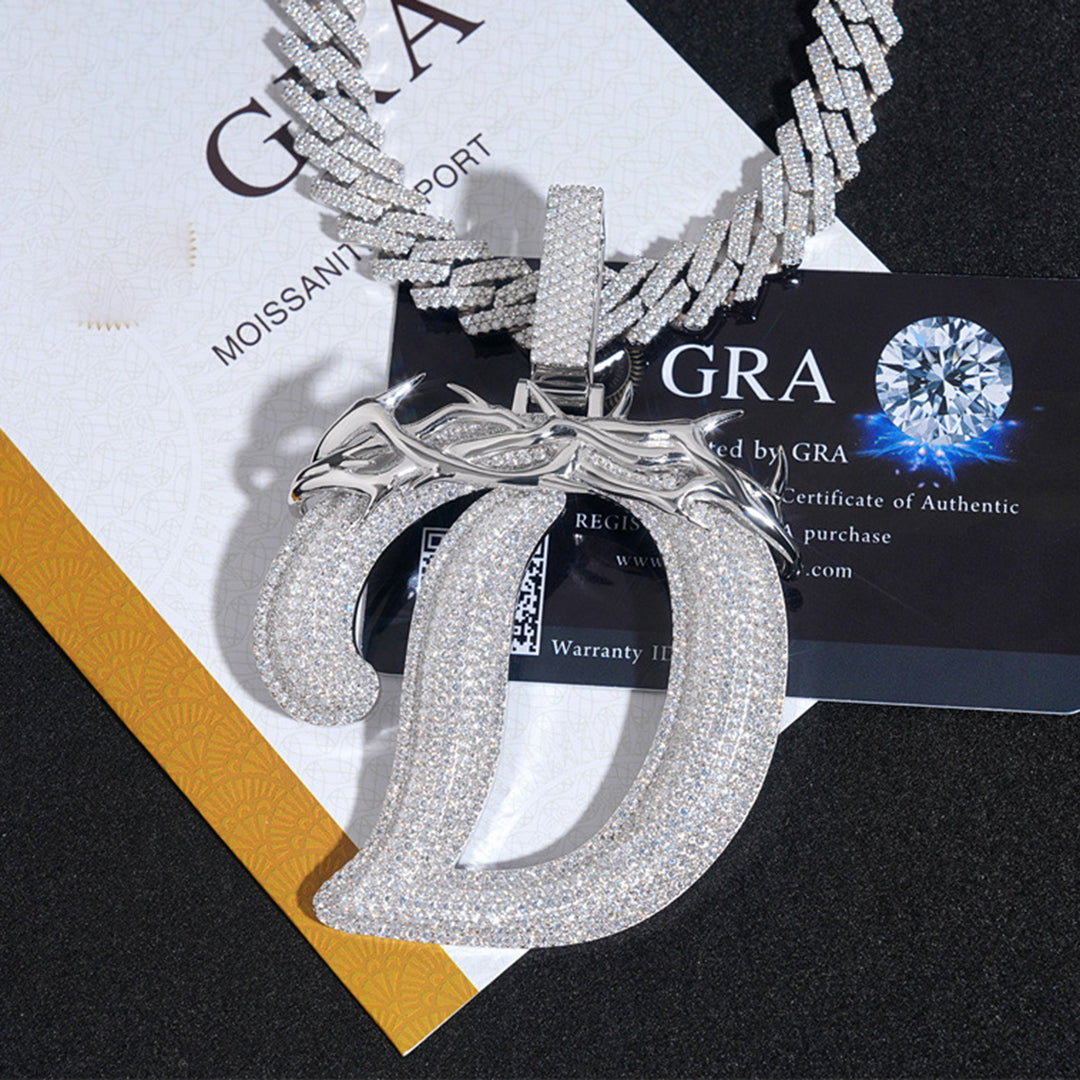 Diamond Jumbo Thorn Initial Pendant Necklace gubanlink