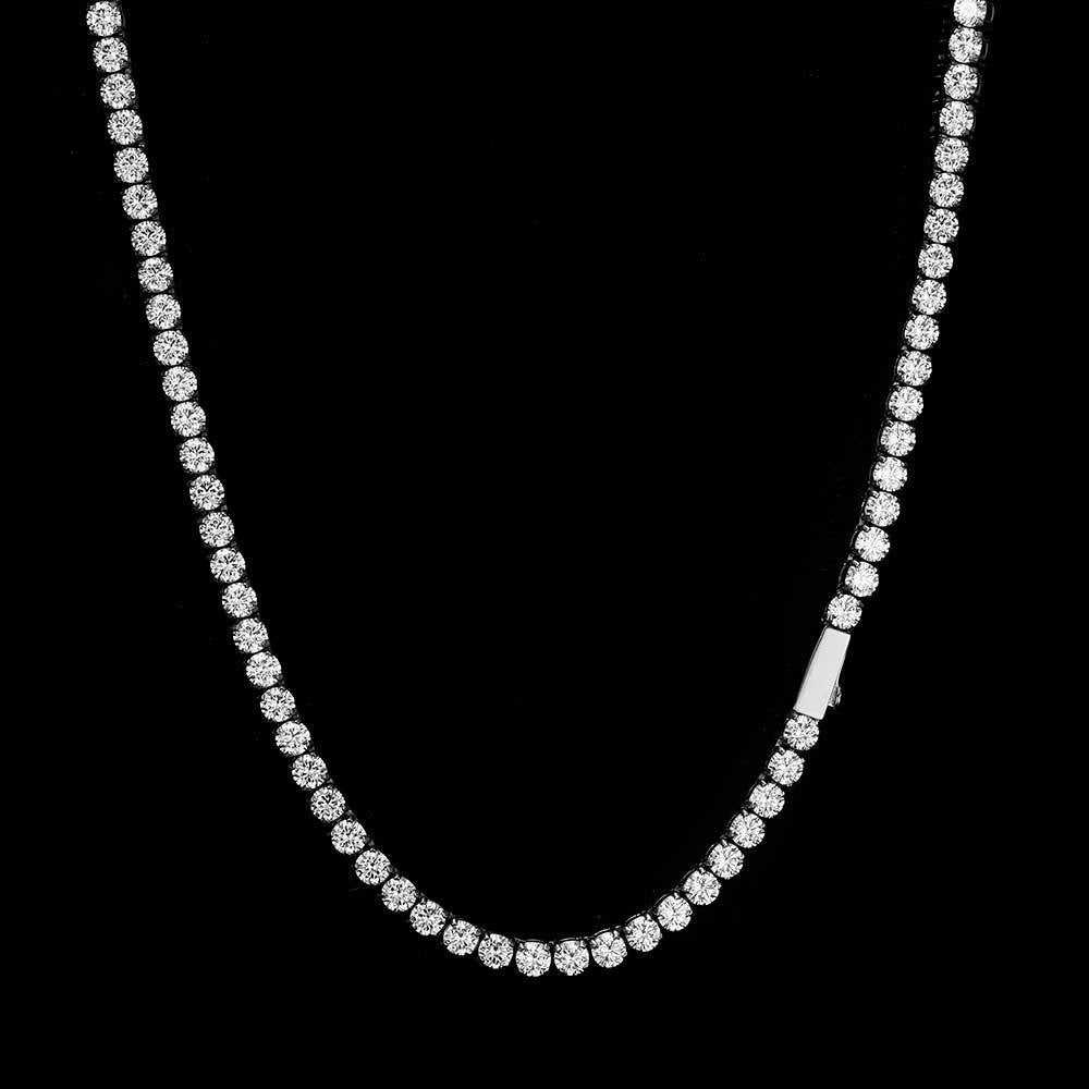 4MM White Gold Plated Tennis Chain