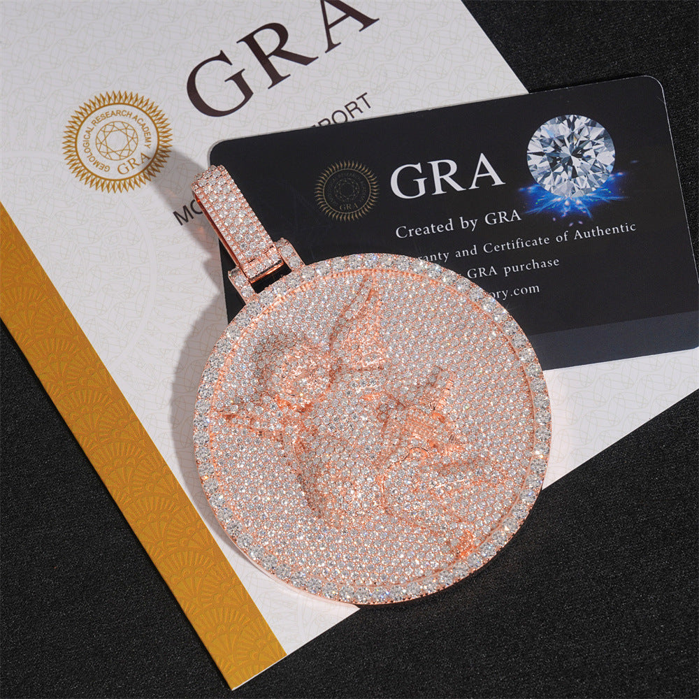 Round Plate Baby Angle Moissanite Pendant Bornreal Jewelry