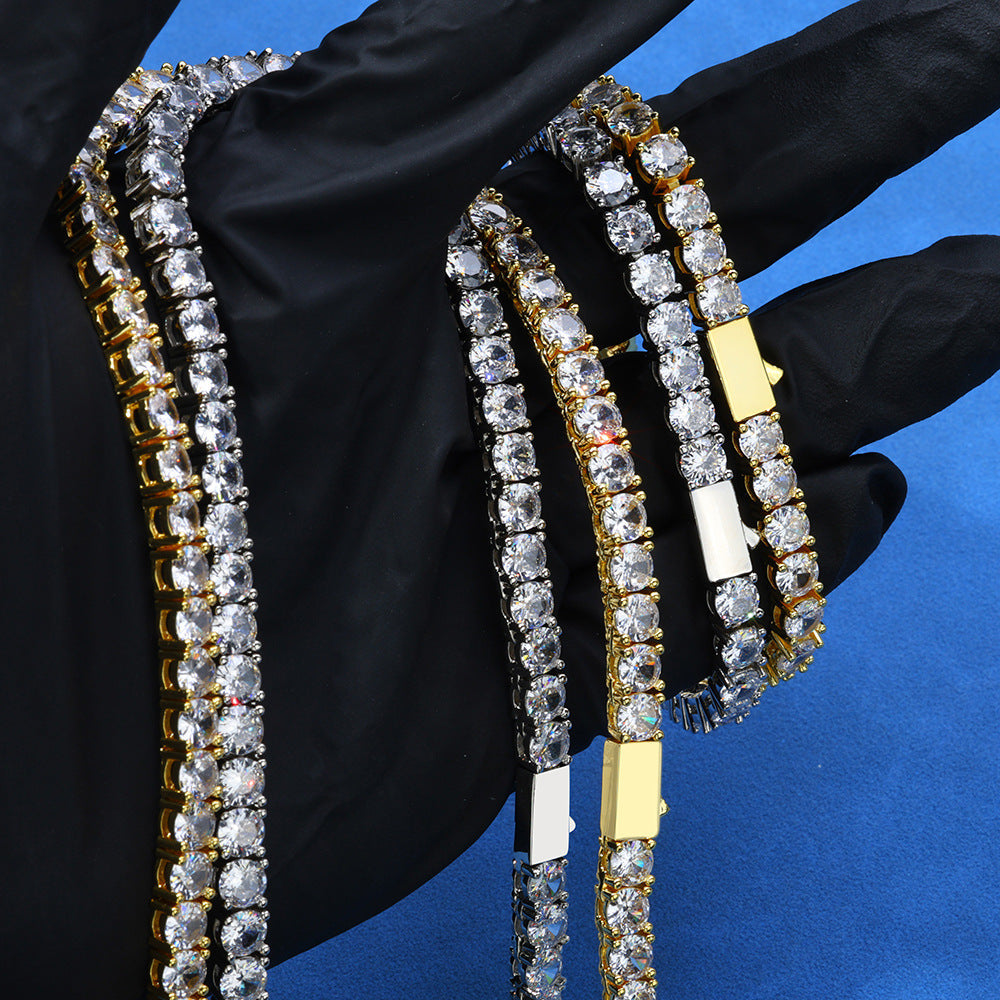 3mm-5mm  White Gold S925 Silver Moissanite Tennis Chains Gubanlink