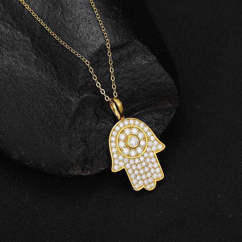 Hamsa Hand 925 Vvs d Moissanite Diamond Pendant