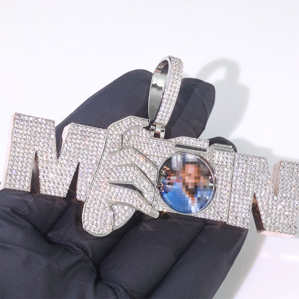 925 Sterling Silver Moissanite Customized Camera Photo Pendant Bornreal Jewelry