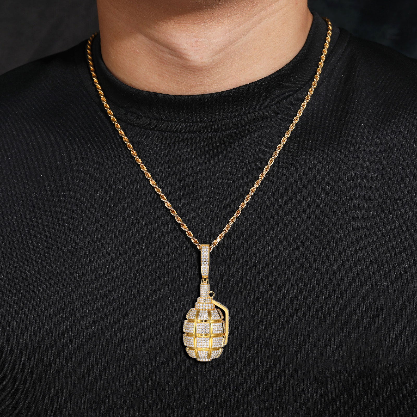 Moissanite Hand Grenade Pendant
