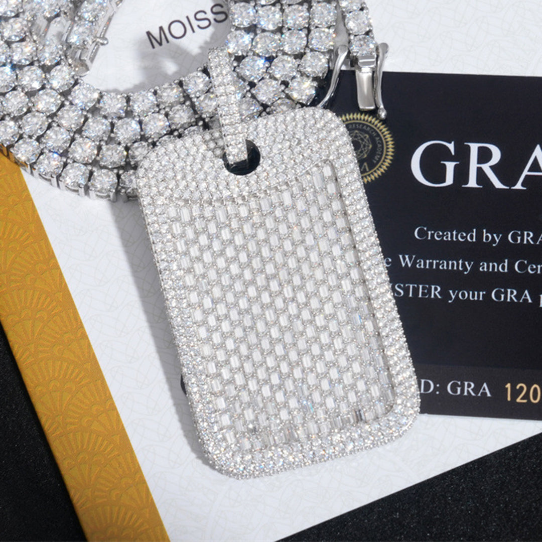 S925 Sterling Silver Moissanite Square Pendant