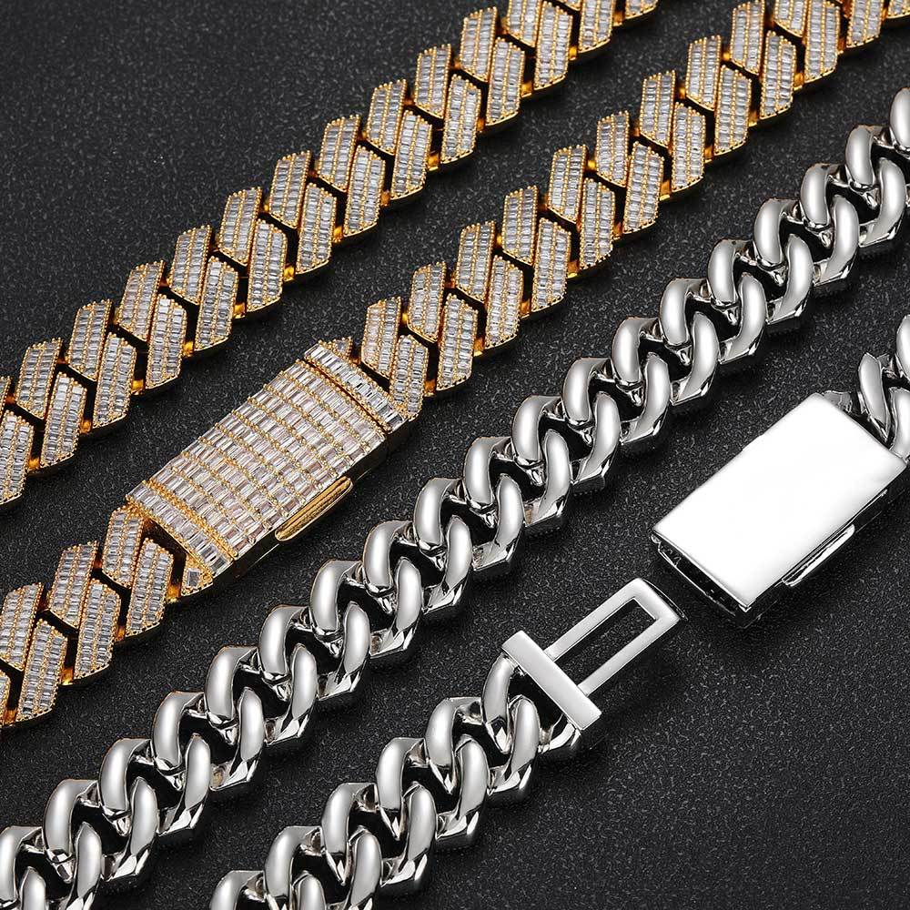 20mm Double row T square Zircon Diamond Cuban Chain