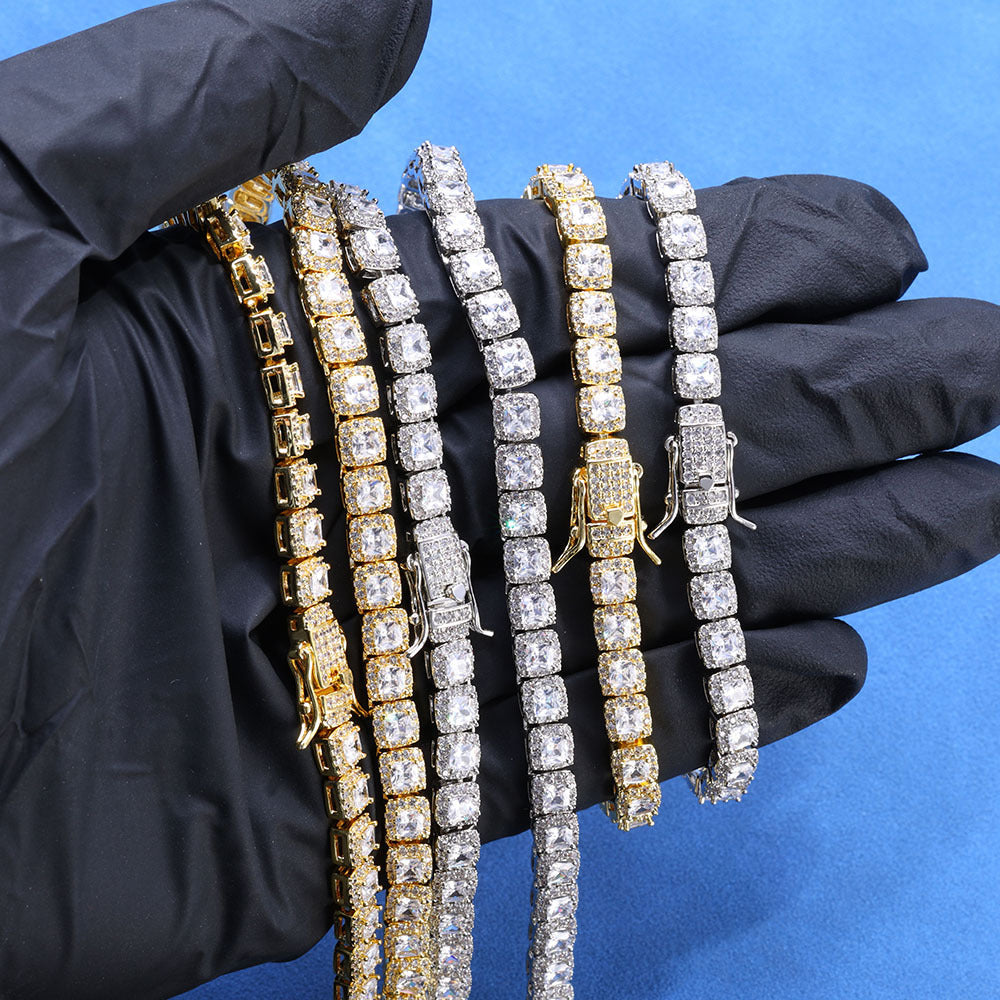 5mm  Gold S925 silver moissanite full diamond rock candy tennis bracelet Gubanlink