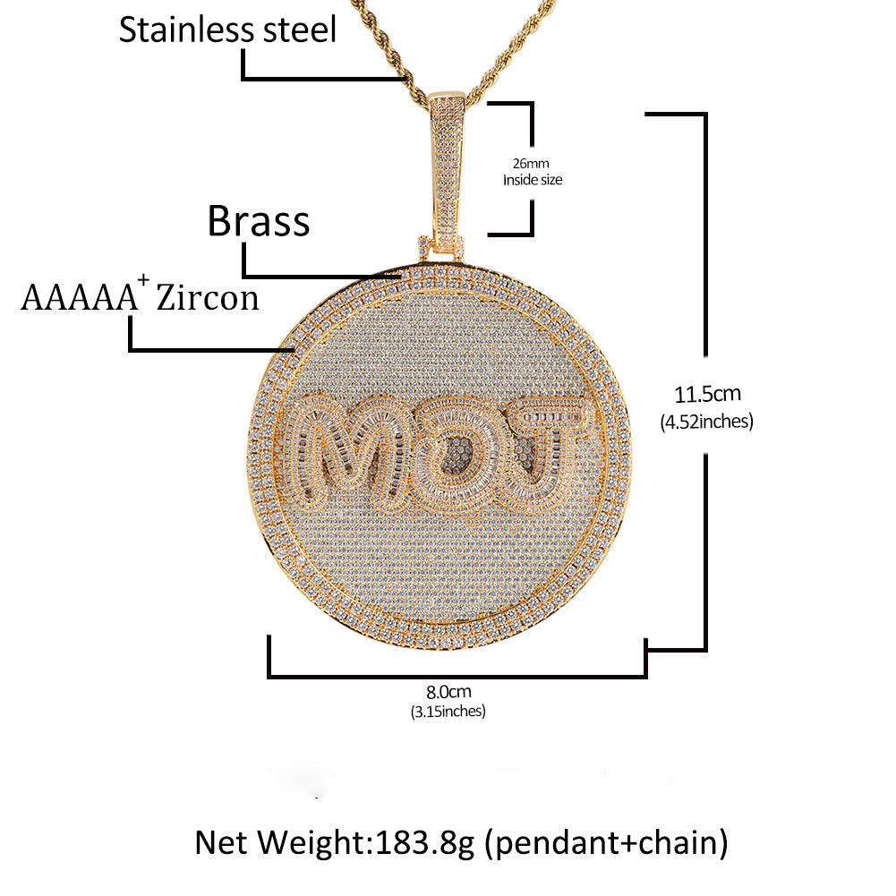80MM Customized Letter Necklace 3D Large Disc Gubanlink