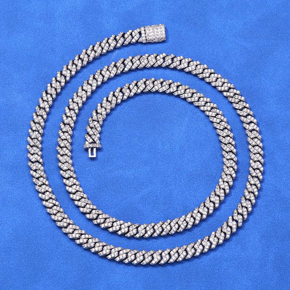 6mm S925 silver single row moissanite Cuban Link Chain