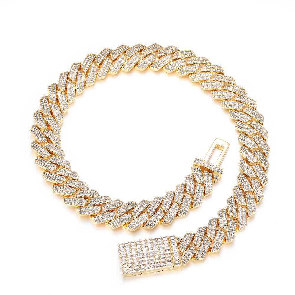 20mm Double row T square Zircon Diamond Cuban Chain