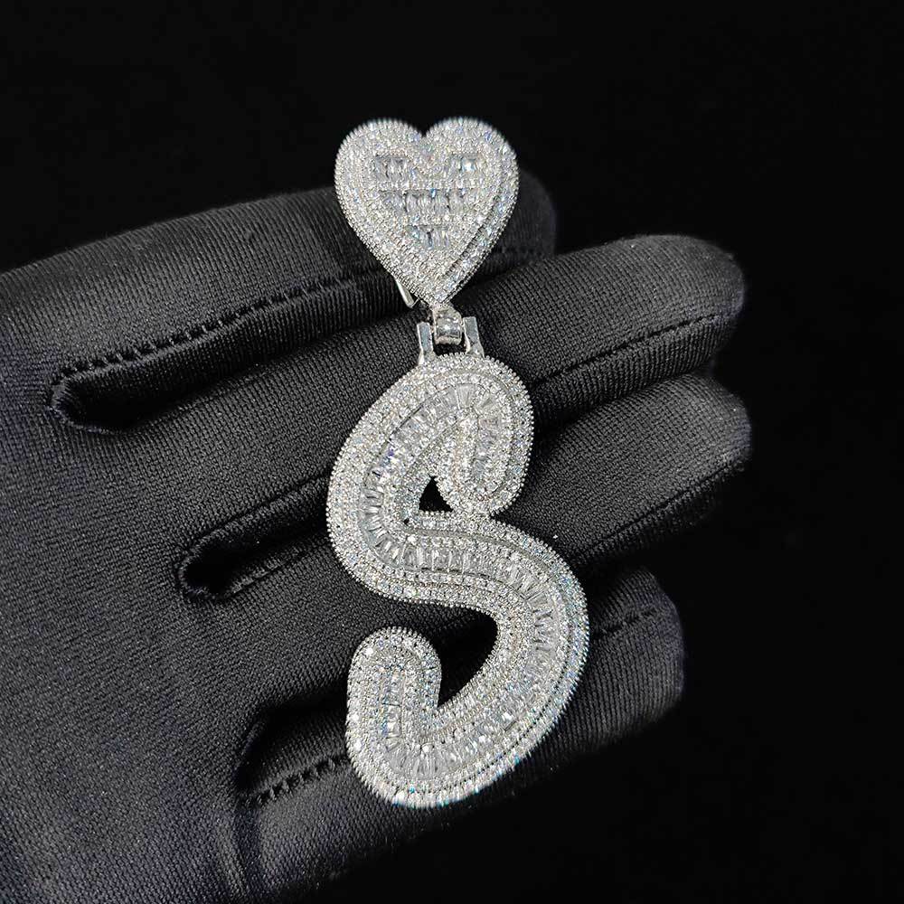 Customized Letter Square Zircon Pendant