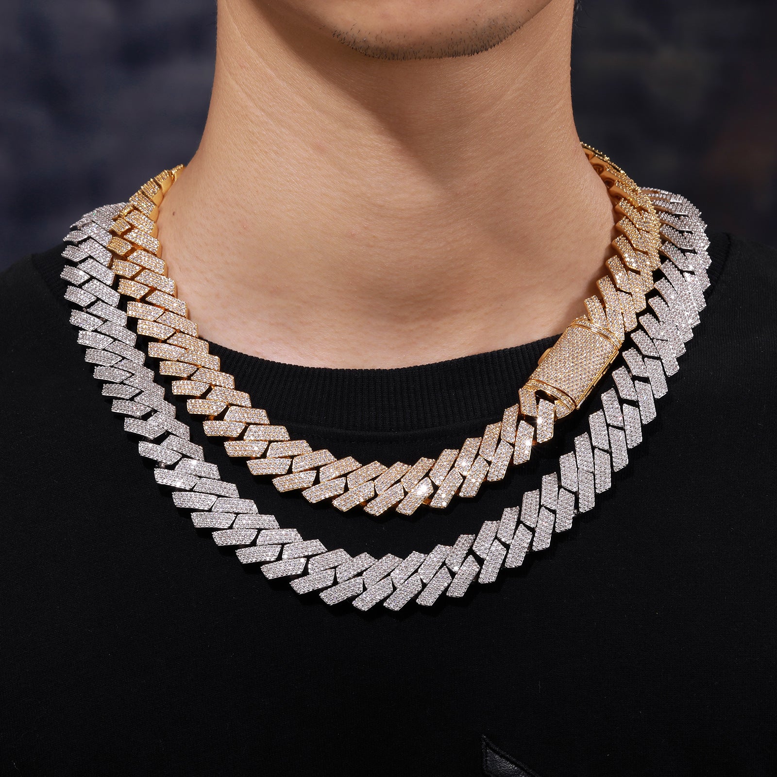 16MM White Gold Plated Iced Out Prong Cuban Link Chain