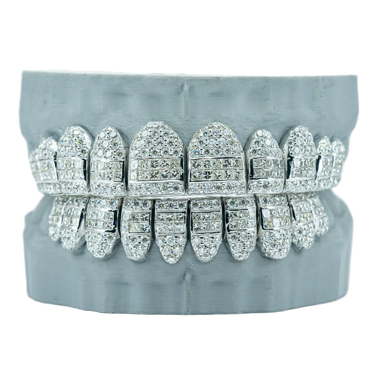 10 on 10 Hybrid 10k White Gold Moissanite Diamond Grillz Gubanlink