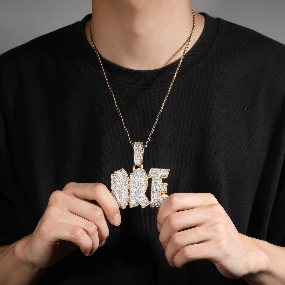 Customized Digital and Alphabet Zircon Pendant