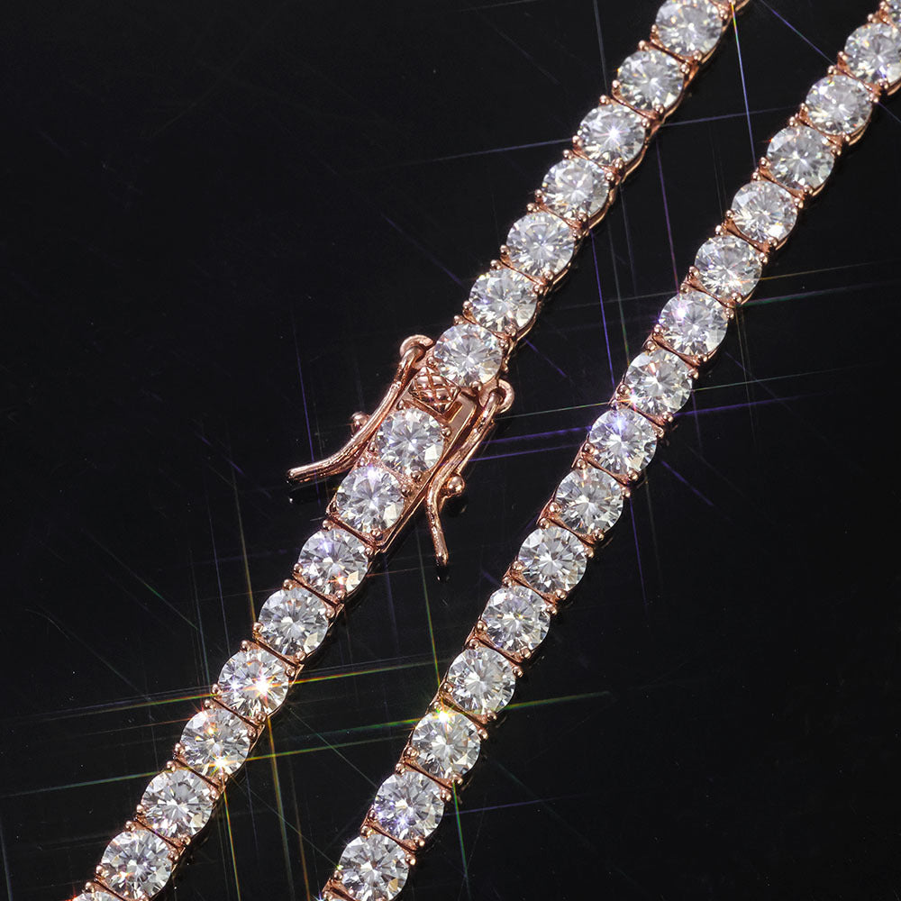 Rose Gold 925 Silver Moissanite Tennis Bracelet (ALL SIZES) Gubanlink