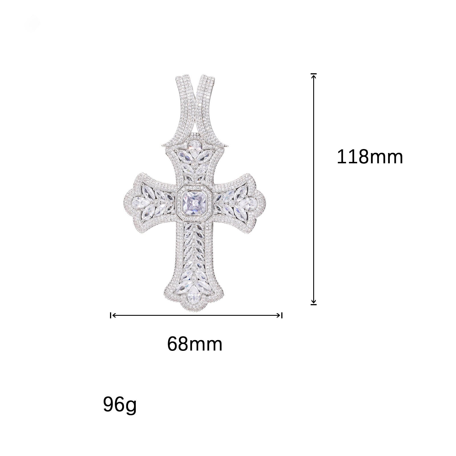 Oversized  CZ Stone Cross Pendant