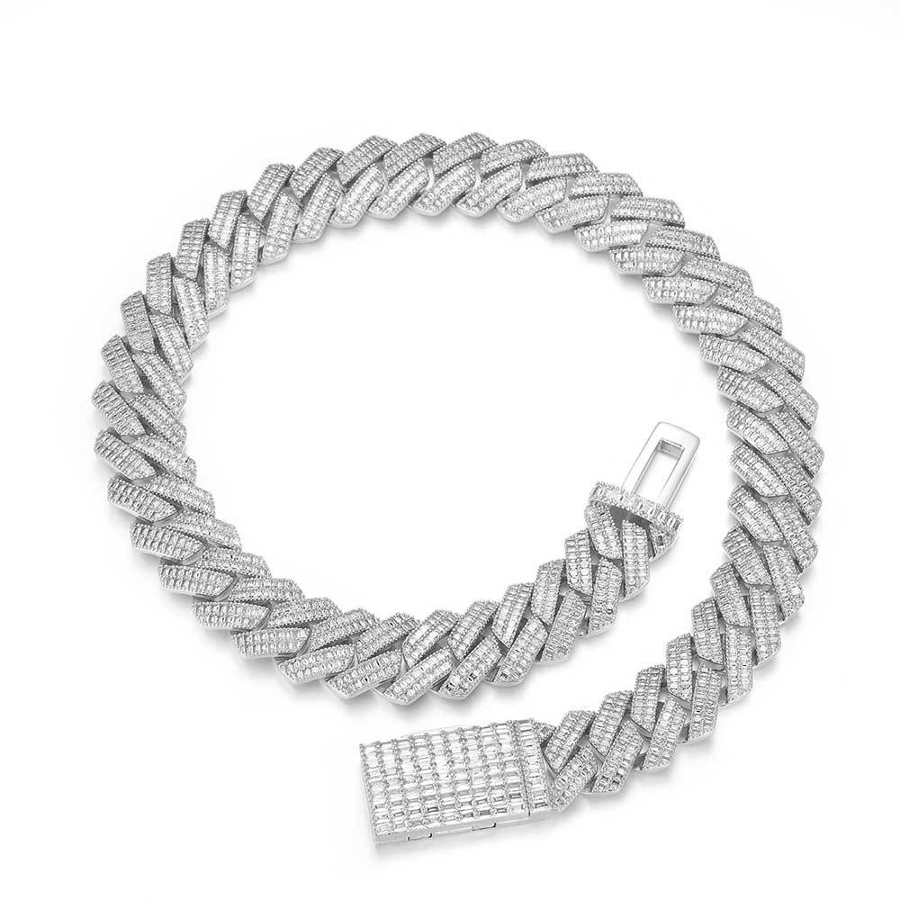 20mm Double row T square Zircon Diamond Cuban Chain